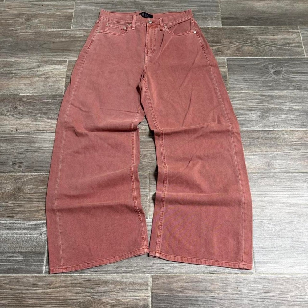 Gap wide leg baggy pink denim jeans size 6